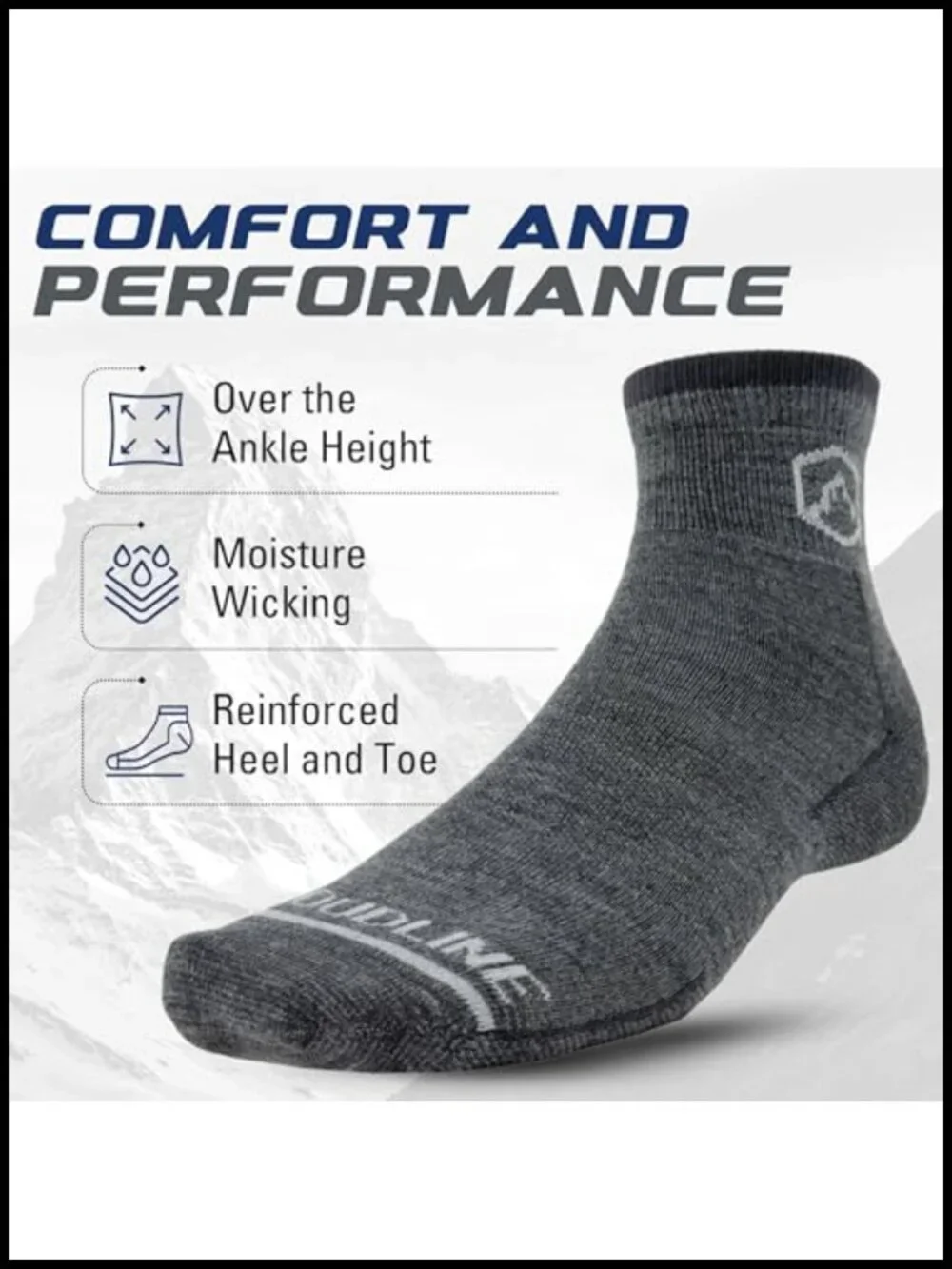 Merino Wool Athletic Socks Anti-Blister Moisture Wicking Quarter Crew